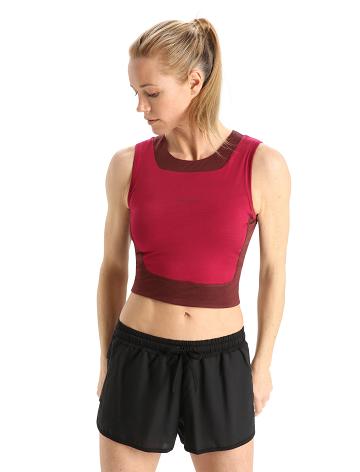 Women's Icebreaker ZoneKnit™ Merino Cropped Bra-Tank T Shirts Cherry / Espresso | CA 1374ZUTG